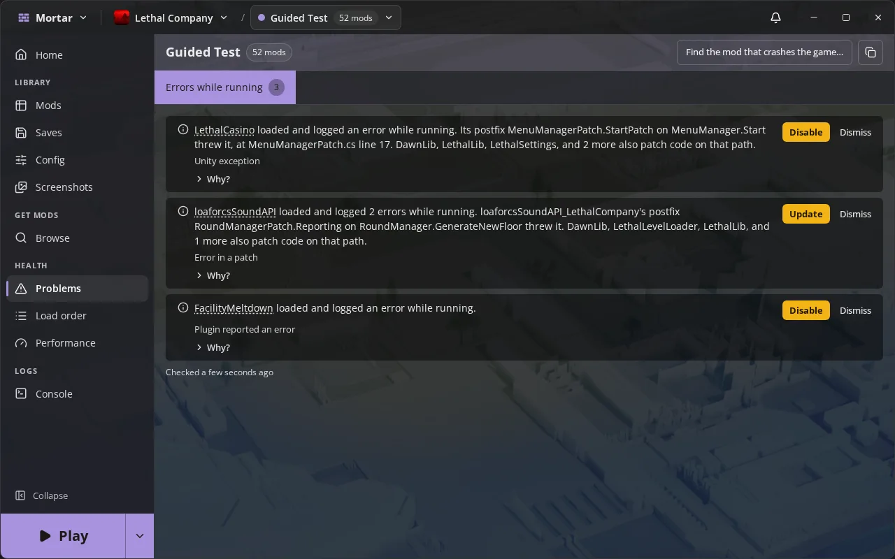 Errors traced to their patch