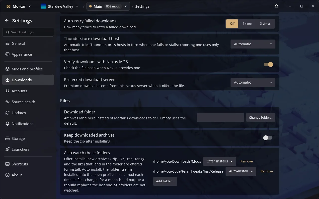 Auto-install folders